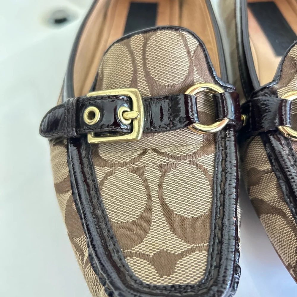 Classic Coach Signature Jacquard Loafers with Leather Trim – Size 8 - Picture 4 of 14